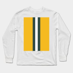 Retro American Football Stripes Green Bay Yellow, Green, White Long Sleeve T-Shirt